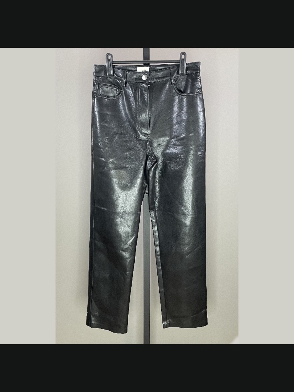 Wilfred Pants Womens 6 black faux leather straight leg moto city boho indie